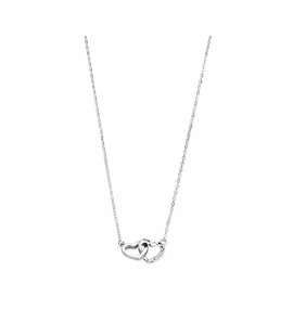 Zilver collier hartjes gediamanteerd 41 + 4 cm - 3230605