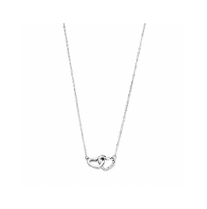 Zilver collier hartjes gediamanteerd 41 + 4 cm - 3230605
