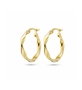Goud oorringen gedraaide buis 20x2.6 mm - 3230586