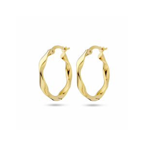 Goud oorringen gedraaide buis 20x2.6 mm - 3230586