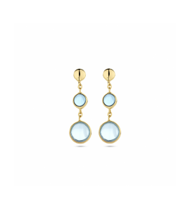 Goud oorhangers blauw topaas en london blue topaas - 3230591