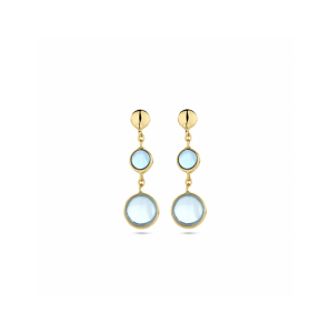 Goud oorhangers blauw topaas en london blue topaas - 3230591