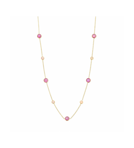 Goud collier roze robijn en roze opaal 42 - 45 cm - 3230594
