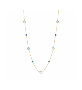 Goud collier blauw topaas en london blue topaas 42 - 45 cm - 3230595
