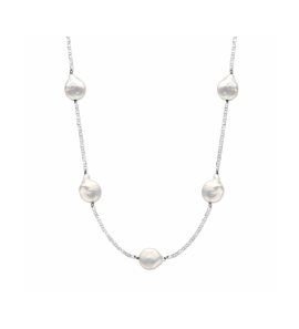 Zilver collier parels barok 70 + 5 cm - 3240055