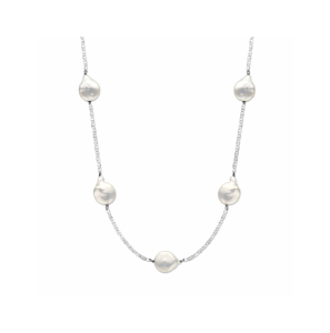Zilver collier parels barok 70 + 5 cm - 3240055