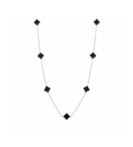 collier klavertjes onyx 43 + 3 cm - 3240940