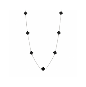 collier klavertjes onyx 43 + 3 cm - 3240940