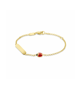 Goud graveerarmband lieveheersbeestje plaat 3,5 mm 11 - 13 cm - 3240505