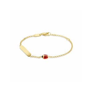 Goud graveerarmband lieveheersbeestje plaat 3,5 mm 11 - 13 cm - 3240505