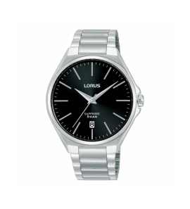 Lorus heren staal bracelet zwart 100m WR - 3240128