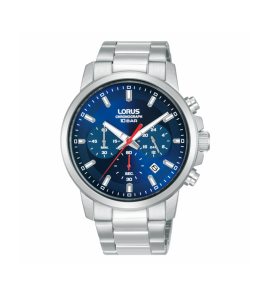 Lorus Heren chronograaf staal bracelet blauw 100m - 3240126
