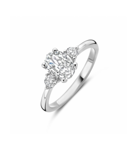 Zilver ring trilogie zirkonia 8 x 6 mm - 3242170