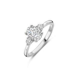 Zilver ring trilogie zirkonia 8 x 6 mm - 3242170