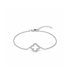 Zilver armband bloem zirkonia 17+3cm - 3242195