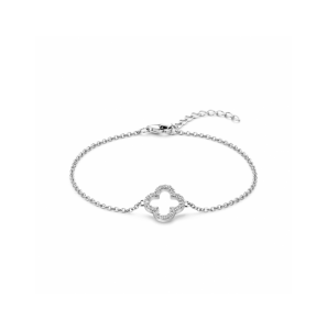 Zilver armband bloem zirkonia 17+3cm - 3242195