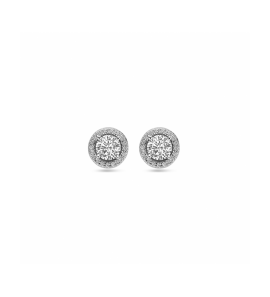 Zilver oorknoppen zirkonia halo 9 mm - 3242201