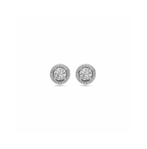 Zilver oorknoppen zirkonia halo 9 mm - 3242201