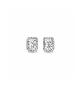 Zilver oorknoppen zirkonia halo 9,5 mm - 3242205