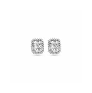 Zilver oorknoppen zirkonia halo 9,5 mm - 3242205
