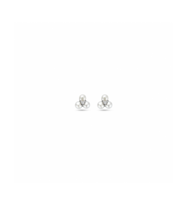 Zilver oorknoppen parel en zirkonia 4 mm - 3242177
