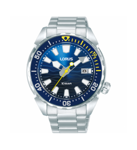 Lorus Herenhorloge staal bracelet blauw 10 atm. - 3250023